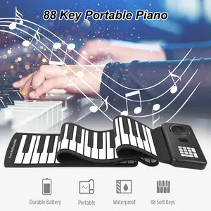 88 Key Portable Piano Handroll Electronic Piano Environmental Silicone Foldable Bluetooth Digital Piano Home Practice for Travel Beginners