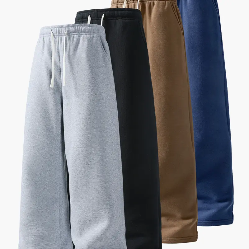 Men’s spring/autumn casual athletic knit long pants, loose straight-leg fit, simple and versatile sweatpants suitable for jogging, fitness, and other outdoor activities.