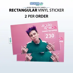 squid games top rectangle vinyl sticker high quality vinyl