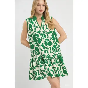 Umgee Floral Sleeveless Tiered Dress