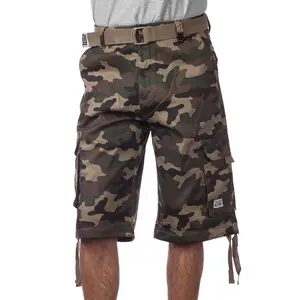Pro Club Mens Cotton Twill Cargo Shorts Pants with Belt Menswear Soft Stylish
