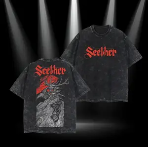 Retro Limited Seether Heavy Metal Washed Graphic Tee Unisex Oversized Heavyweight Premium Cotton Rock Band Crewneck Short Sleeve Top Gothic Punk Emo Grunge Y2K Streetwear Casual Outfit Perfect Gift For Adult Rock Music Lovers