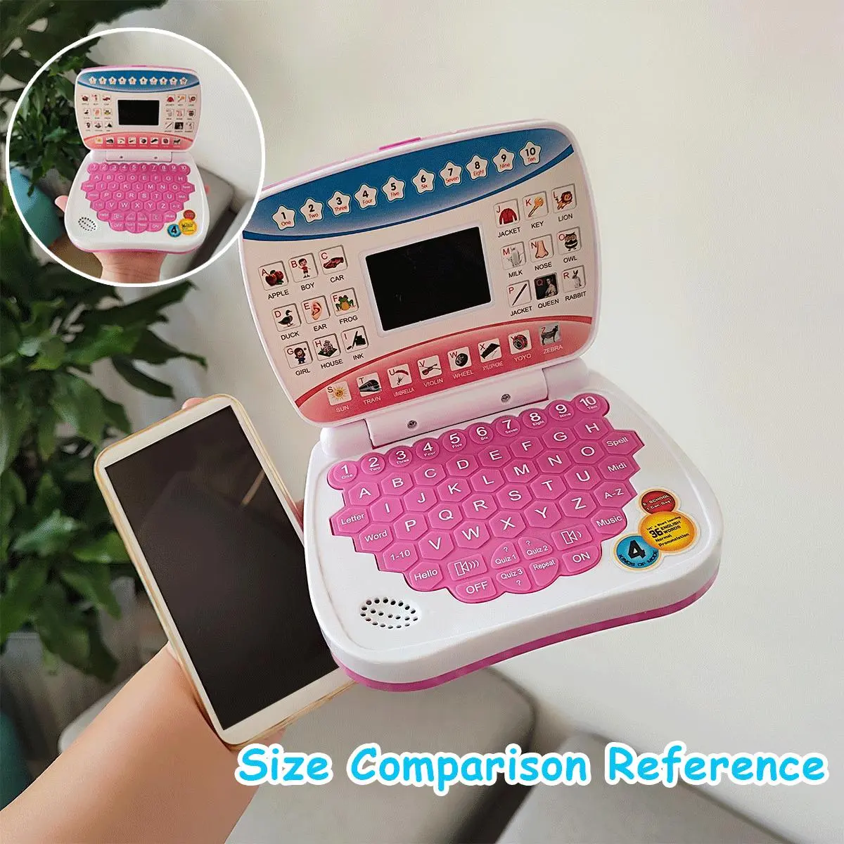 Electronic Learning Toy, 1 Box Mini Learning Computer Toy, Toddler Computer, Portable Learning Toy with Letters Numbers Music Functions, Learning Tool, Ideal for 3 Years and Up