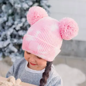 CC Kids Pom Pom Tie-Dye Beanie - Double Pom Winter Hat with Artistic Design