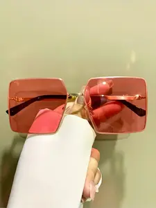 Metal Frame Glasses Large Square Fashion Trendy Eyewear, High-End Style Unisex Eyeglasses, Stylish Men Women