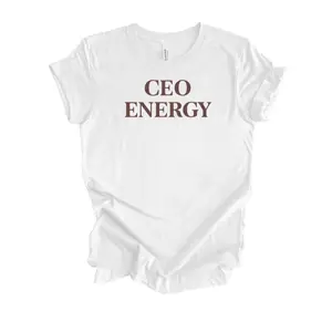 CEO Energy T-shirt - White Casual Top with Letter Print