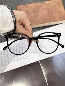 Women's Simple Clear Lens Glasses, Vintage Design with Rivet Decor, Perfect for Academic Fashion & Clear Vision