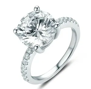 Janefashions 3.5CT Round 925 Sterling Silver CZ Engagement Ring Wedding Band Size 2.5-14 S055