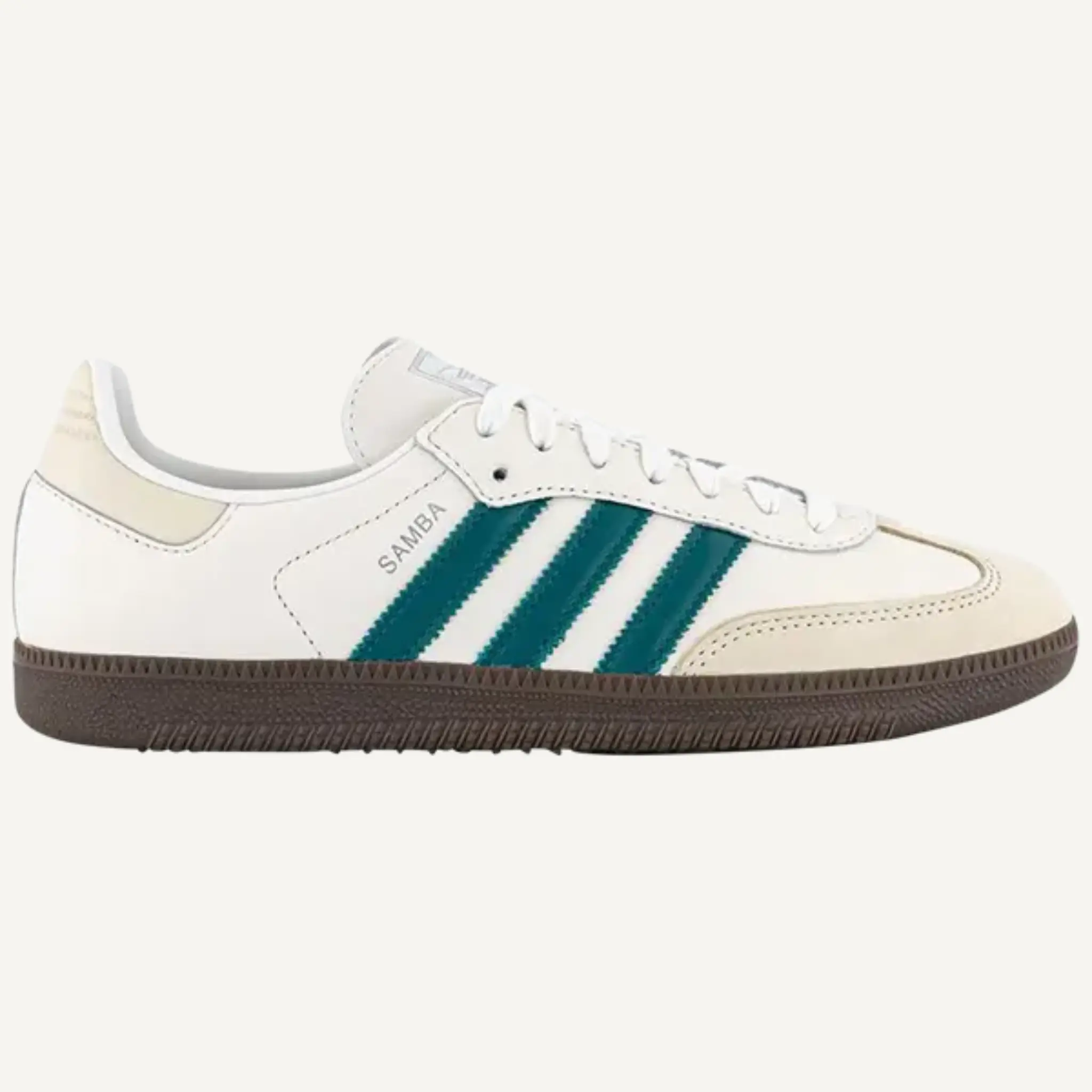 Adidas Originals Women's Classic Leather 3 Stripes Cream-Teal Samba OG Sneakers - IG1963, No Box, Women's Shoes, Three Stripes