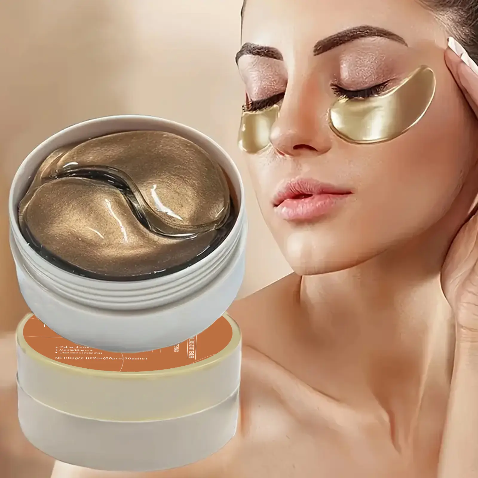 60 Piece Caffeine and Niacinamide Eye Masks for Dark Circles and Puffiness, Brightening, Radiance and Tightening Eye Patches with Strong Hydration, Deep Moisturizing Treatment to Help Reduce Dryness and Dark Circles