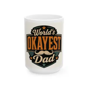 World's Okayest Dad Mug | Ceramic Coffee Cup, 11oz or 15oz