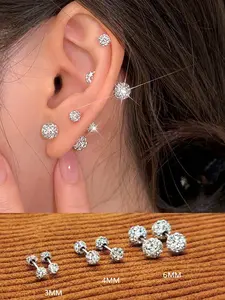 Women Stainless Steel Cz Softball Ear Studs Set, Cute Sparkling Design, Perfect Gift for Women & Girls, Mother’s Day Present