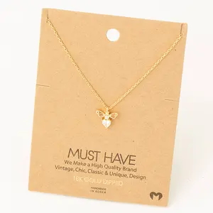 Mini Rhinestone Bee Pendant Necklace jewelry  women