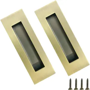 Recessed Finger Flush Pulls Pocket Door Handles for Sliding Barn Doors Bifold Doors Stainless Steel Rectangular Door Pulls Hardware (Bronze, 6 Inch - 2p)