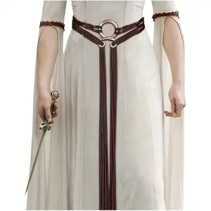 Long Rope Ring Knotted Belt for Women Norse Witch Waist Chain Troll Cross Body Waistband Shaman Pagan Viking Accessory