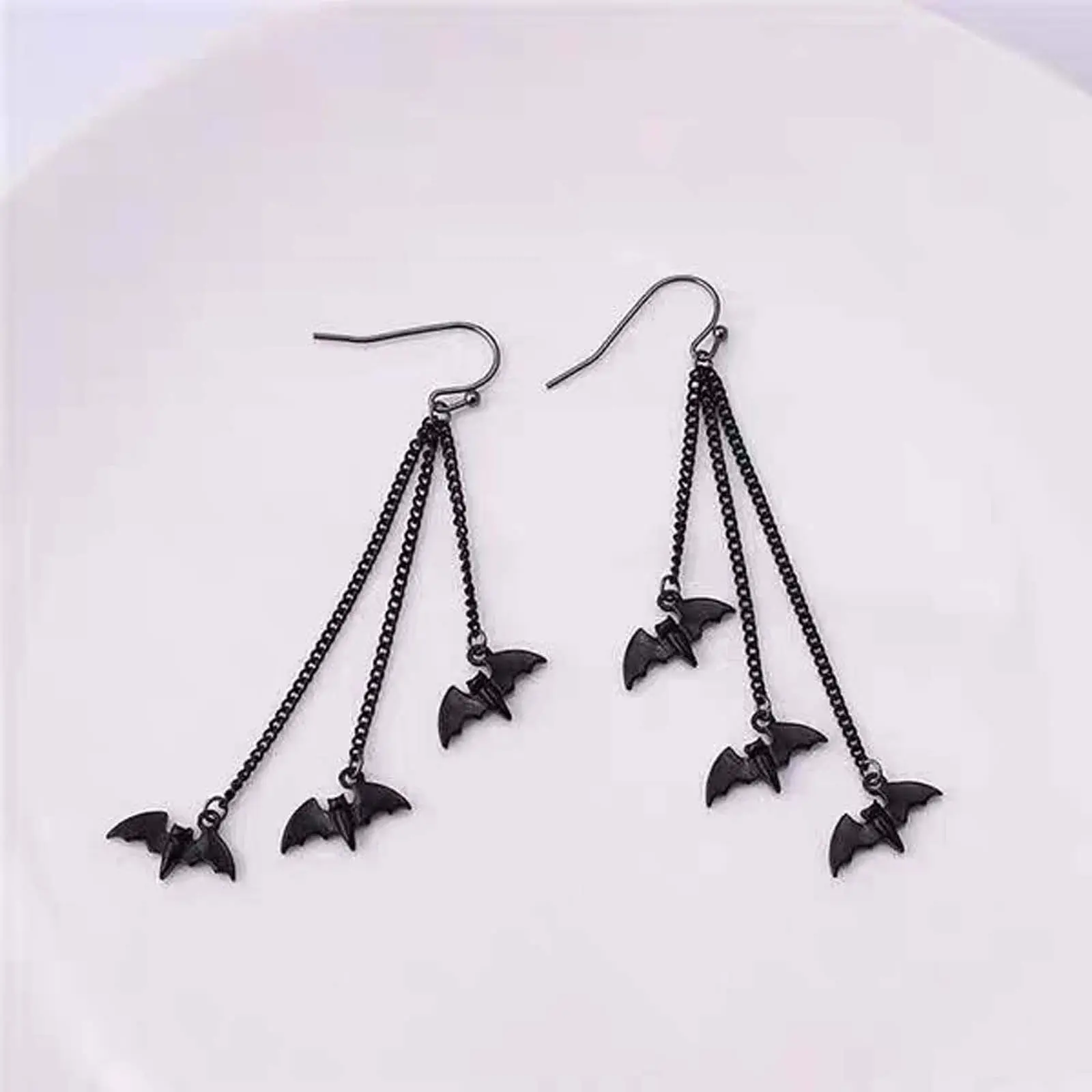 Gothic Bat Pendant Earrings with Red Artificial Gemstones, Lightweight Statement Jewelry for Edgy Looks & Parties