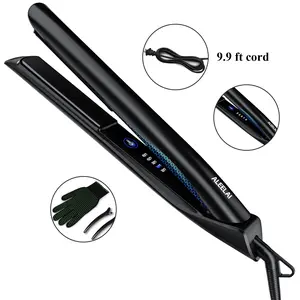 ALEELAI Digital 2 in 1 Straightener and Curler All Hair Types,30S Heat Up & 60 Minute Auto Shut-off, Double Ceramic Flat Iron 3D Foating Plates, 360 flexible swivel,  Locking function, Gift