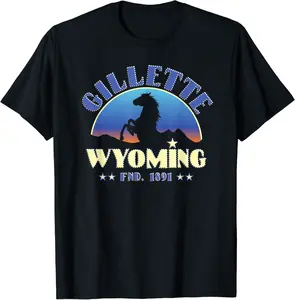 Gillette, Wyoming WY Wild Horse T-Shirt - Ciennaslay Shop 34B091T96ZGP