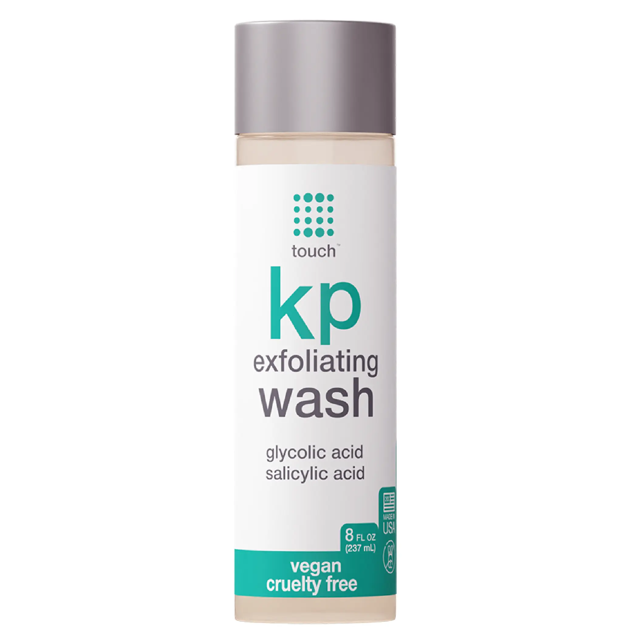 TOUCH Keratosis Pilaris Exfoliating Body Wash Cleanser - KP Body Wash with 15% Glycolic Acid, Aloe Vera, & Hyaluronic Acid - 8 Ounce, Salicylic Acid, Body Care
