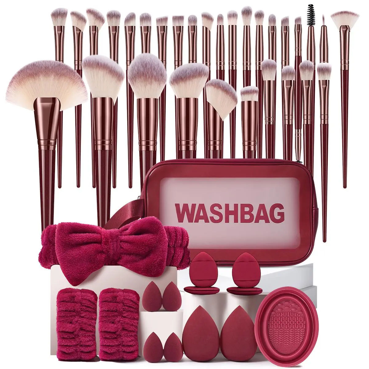 Makeup Tool Set, Makeup Brush Kit, Makeup Brushes Kits, 45pcs/set Makeup Brush & Wash Bag & Sponge & Finger Powder Puff & Mini Makeup Sponge & Makeup Brush Cleaning Bowl, Makeup Accessories, Cosmetic, Cosmetic Tools