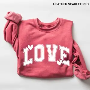 Retro Love Valentines Heart Sweatshirt, Teacher Valentines Sweater, Women’s Graphic Shirt