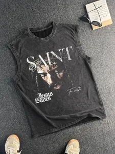 Men's Vintage Cotton Sleeveless T-Shirt, Casual Round Neck Fashion Top for Summer, Comfortable Fitted Summer Wear