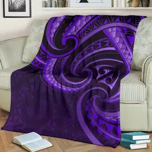 New Zealand Maori Mango Parlor Premium Flannel Quilted Throw Blanket - All-Season Soft Geometric Pattern, Machine Washable, Ideal For Camping, Travel, Home Decor & Gift, Comfortable Bedding