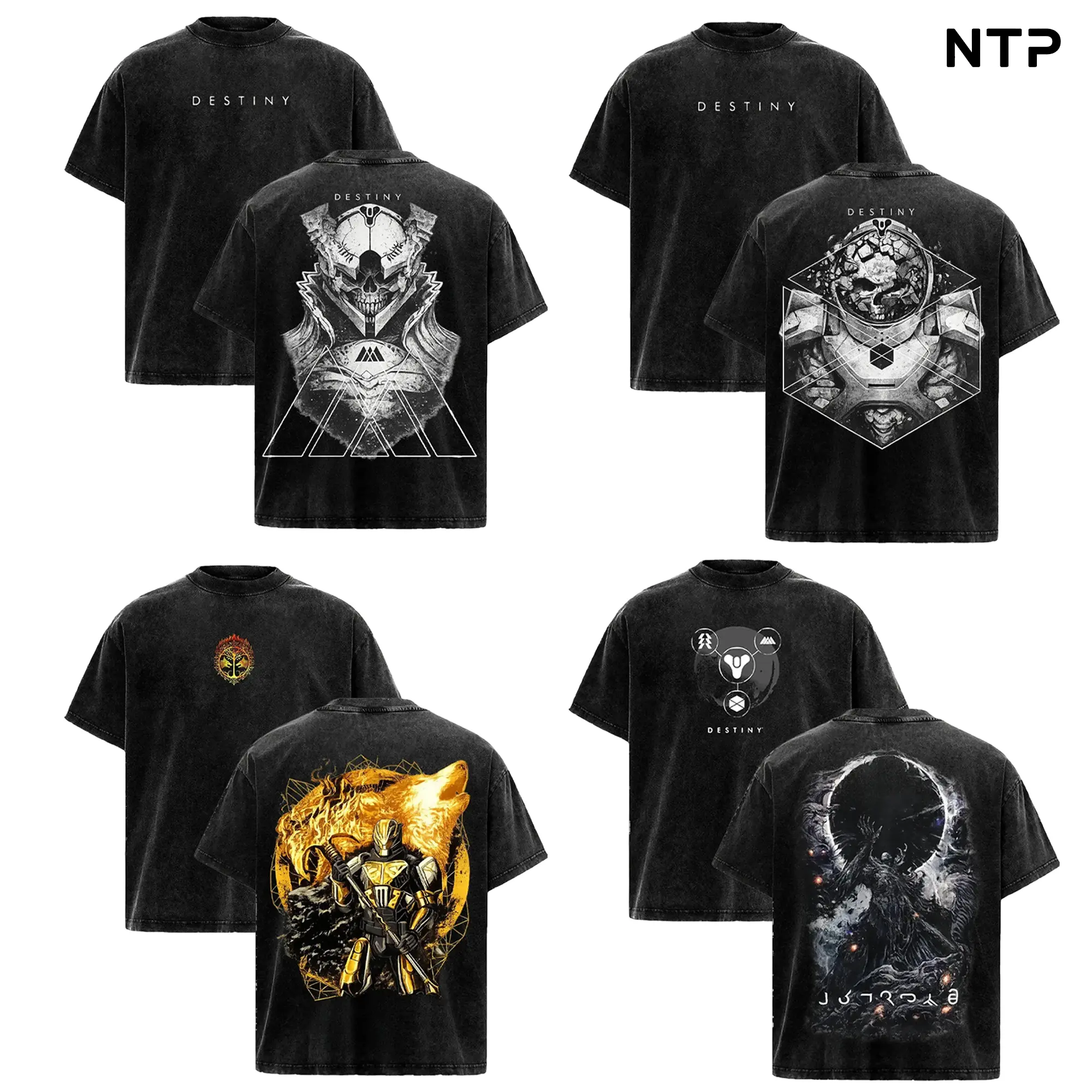 Men's Destiny 2 Vintage Washed Classic T-Shirt - Oversized Graphic Short Sleeve Top, Heavyweight Retro Streetwear Cotton Apparel, Perfect for Epic Sci-Fi Fans