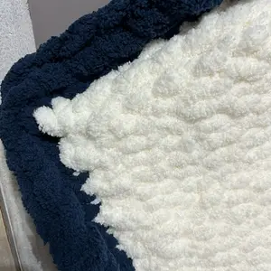 Handmade Chunky Knit Bordered Blanket - Soft and Cozy