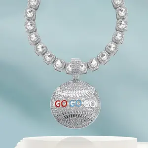 Row Diamond Tennis Necklace with GO GO GO Pendant Hip Hop Rappe Cubic Zircon Baguette Chain Square Tennis Chain with Energetic GO Pendant Ideal Jewelry for Daily Wear Gift for Men Women Friends Lovers Families