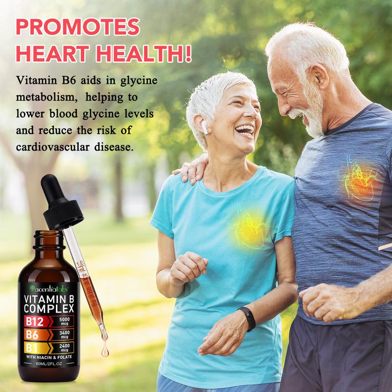 [Three-Bottle Pack] Vitamin B12 and B6 Drops, Sublingual Vitamin B12 Complex - Vitamin B12 5000mcg - Vitamin B12 Methylcobalamin, supports energy, brain, and heart health, raspberry flavor, suitable for both men and women, Made in the USA, 6 fl oz.