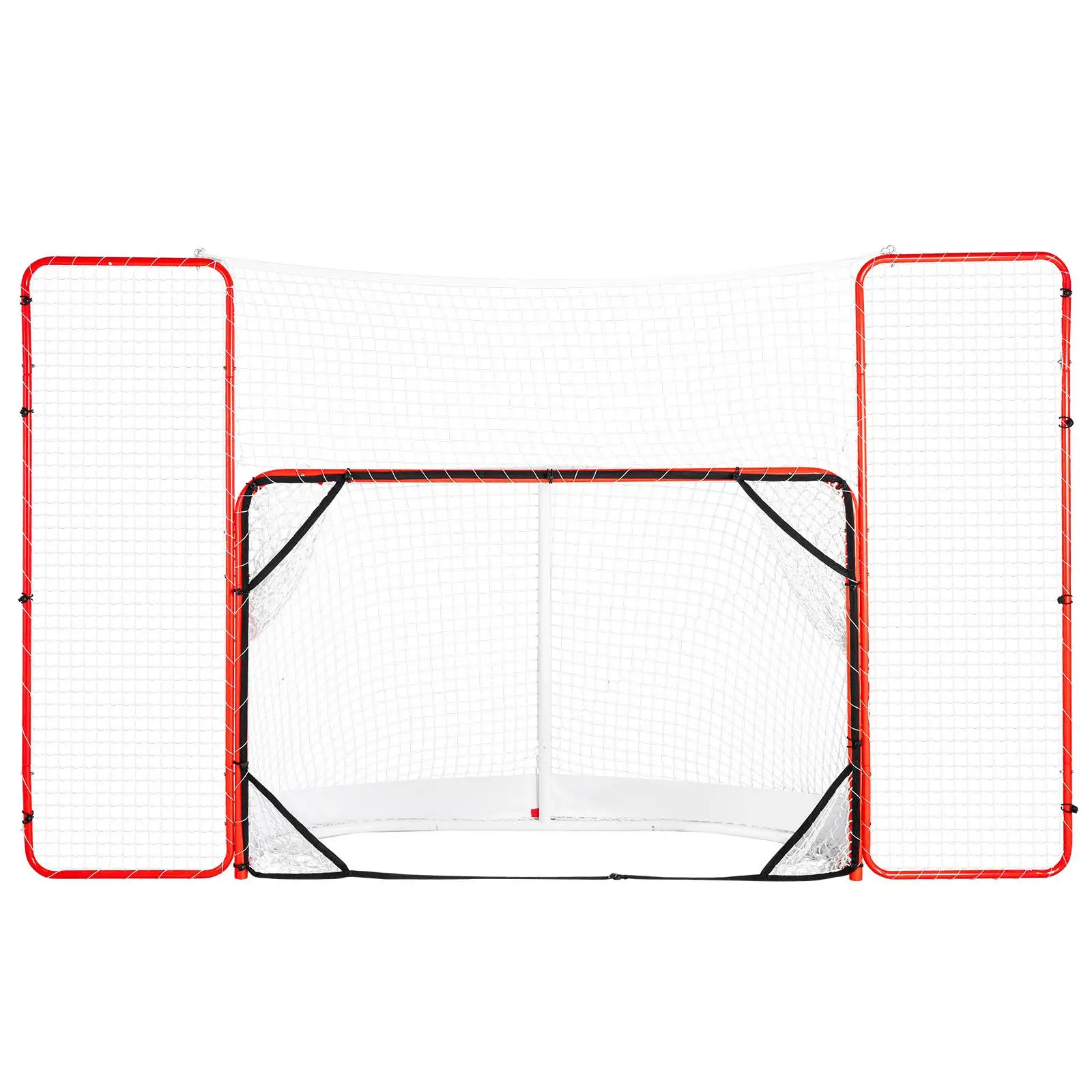 【summerfinds】VEVOR Hockey Goal with Backstop and Targets, Street Steel Hockey Net, 72" Pro Hockey Training Goal Set, Portable Indoor Outdoor Hockey Goal with Net, Easy Assemble, White/Red