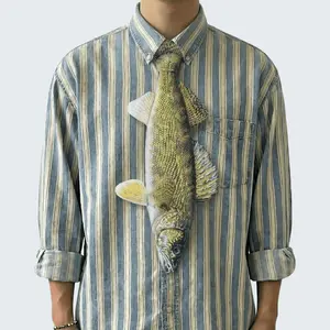 MUS624 3D Bass Fish Tie Funny Fishing Themed Necktie for Men Ultimate Conversation Starter