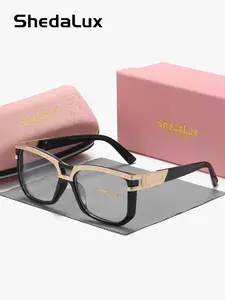 ShedaLux 1 Piece Unisex Cool Looking Full Frame Plano Glasses Lightweight Elegant Square Frame Plano Glasses