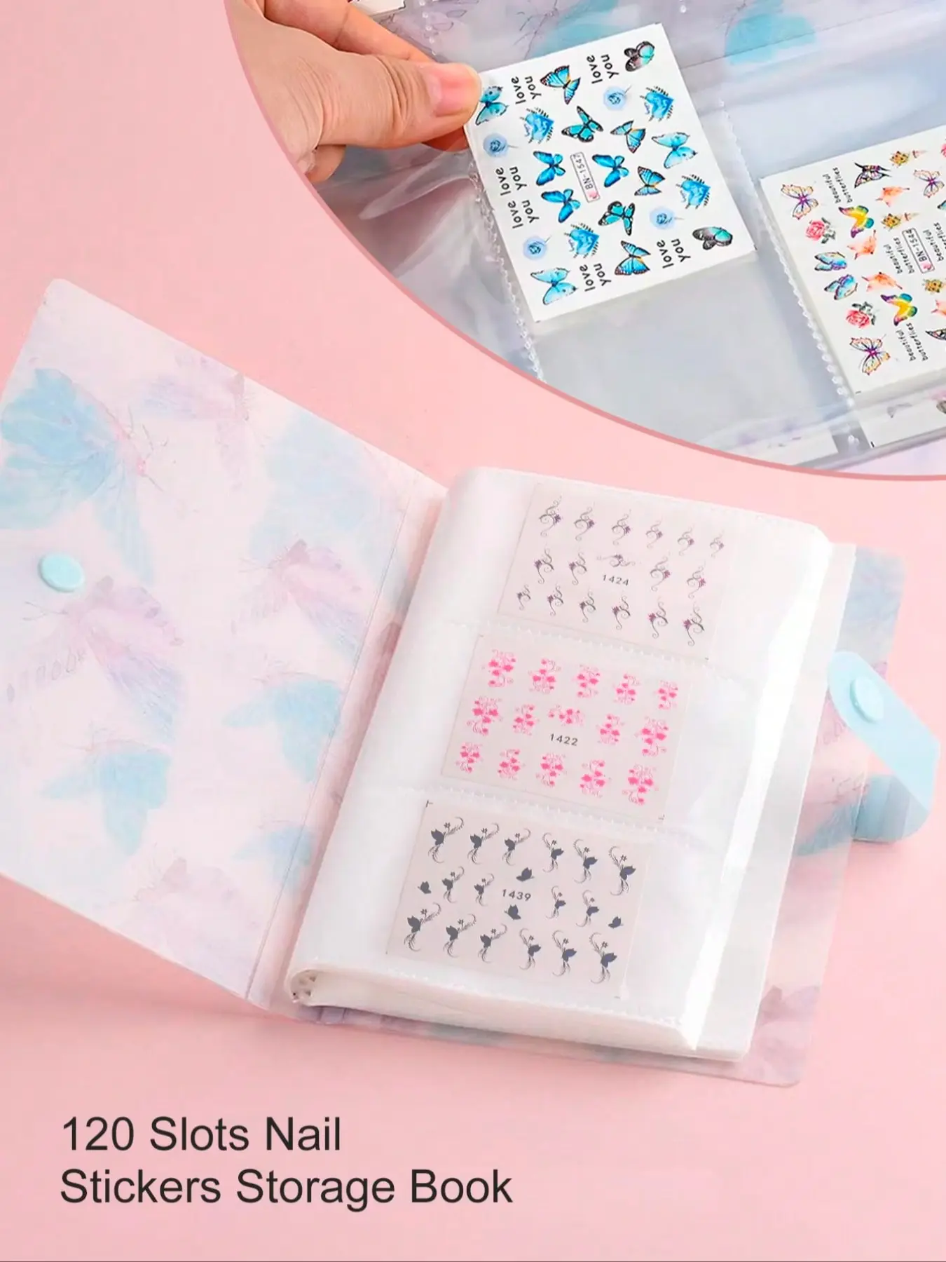 120-Slot Nail Sticker Storage Album, Large Capacity Display Binder for Nail Art Stickers, Organizer & Collection Book, Nail Art Products