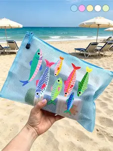 Waterproof beach bag with cute fish print and nylon zipper. Spacious multi-purpose pouch perfect for beach, swimming and summer travel. Great holiday gift for family, friends and Mother’s Day. Travel Essentials
