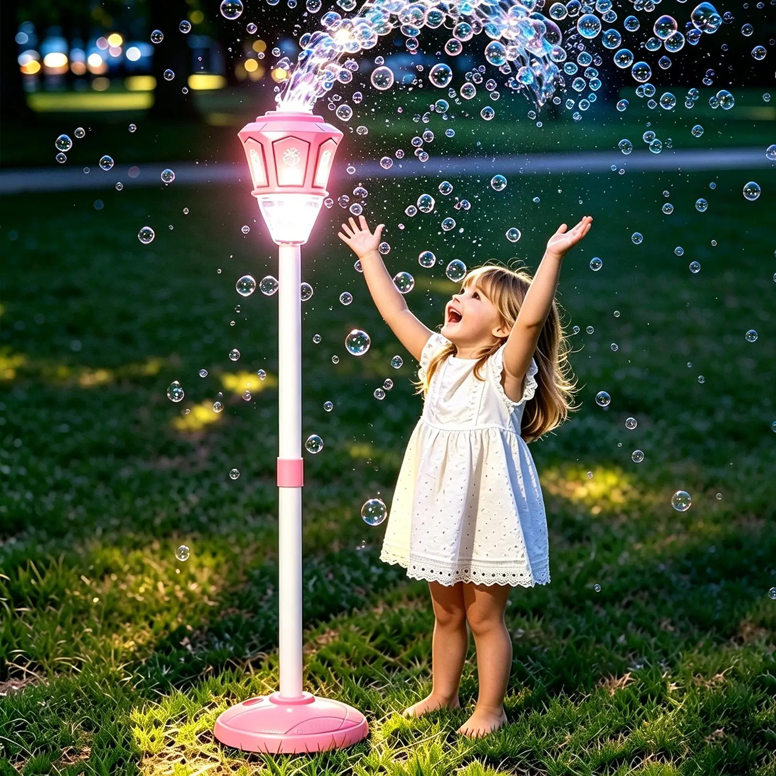 Bubble Machine for Kids Bubble Blower Maker with Lights and Music | Automatic Bubble Stand Machine for Parties Birthday Wedding Toddlers Kid Summer Outdoor Toys