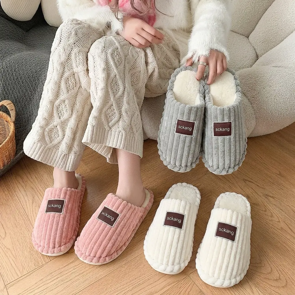 House Slippers for Women Men Plush Soft Comfy Memory Foam Indoor Slippers Non Slip Bedroom Shoes