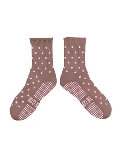 TCC Brown & Pink Polka Dot Grip Sock