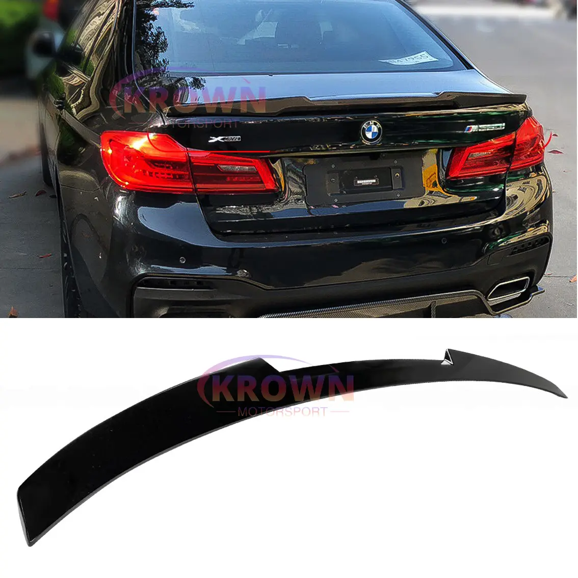FITS 2017-2024 BMW G30 5 SERIES 530i 540i & F90 M5 GLOSSY BLACK M STYLE TRUNK SPOILER LID