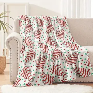 Soft Flannel Throw Blanket Cozy Christmas Holiday Tree Pattern Blanket,Suitable For Bedroom Living Room Decoration Comfy Blanket Cozy Blankets