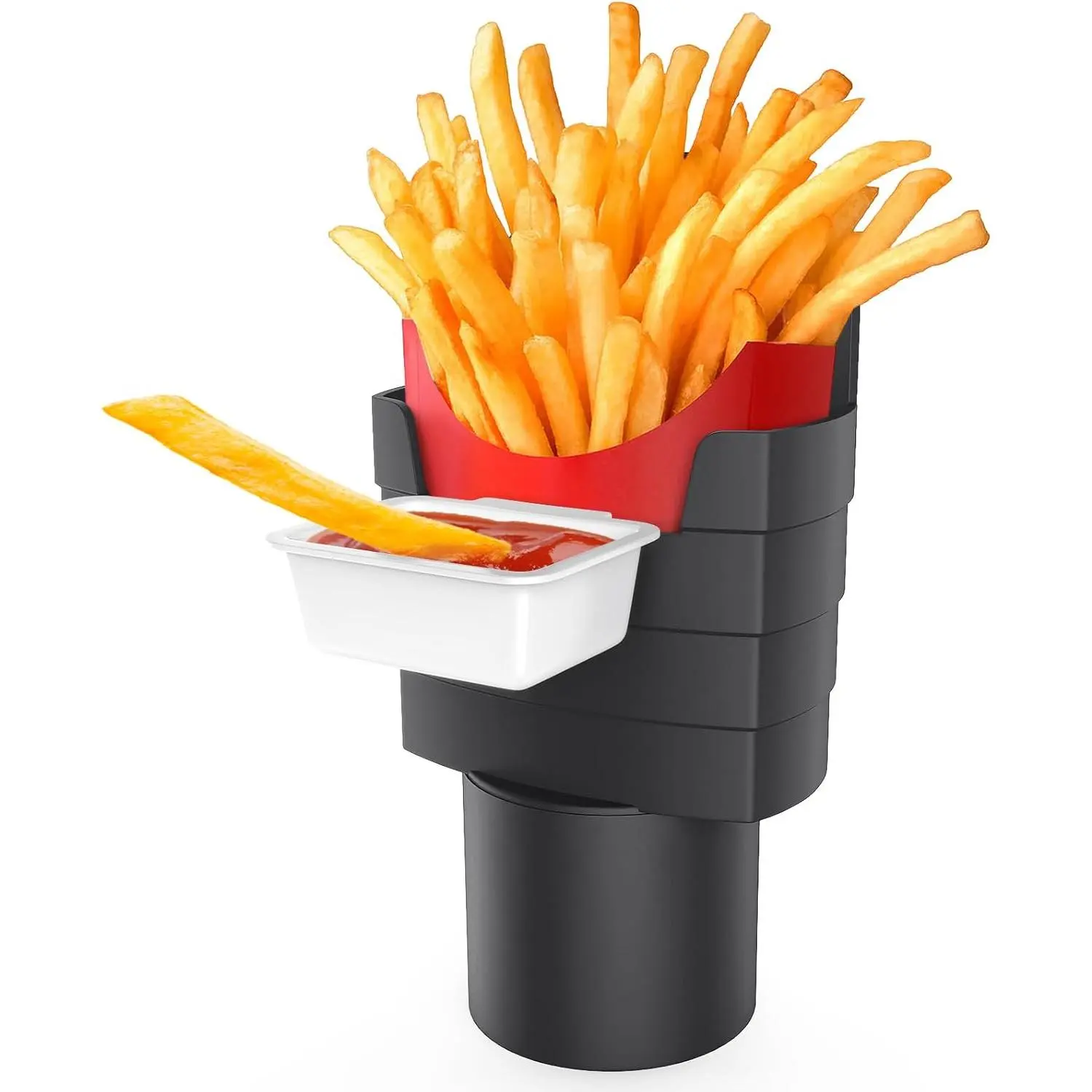 French Fries Holder for Car, Car Sauce Holder with Cup, Ketchup Condiment Holder with Cup