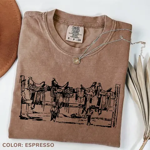Comfort Colors Western Vintage Style Saddle Tshirt Cowgirl Graphic Country Horse Western Clothing Stuff Western Outfit Women Tops Clothes