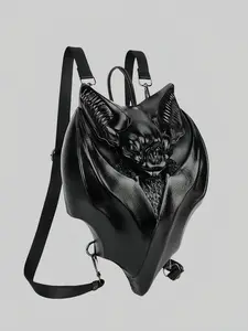 Gothic Punk Bat Backpack, Unisex Casual Daily Bag, Plain Design, All-Season Suitable, Trendy & Functional Schoolbag