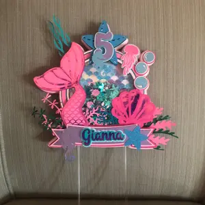 Mermaid Cake Topper Birthday Cake Topper Under the Sea Shaker Cake