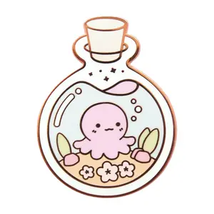 Ocean Bottle Collection Enamel Pins by Lumicloud - Octopus Enamel Pin
