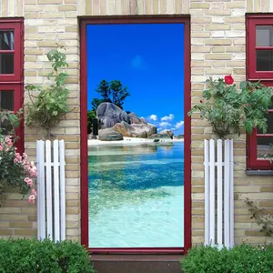 2pcs Ocean Theme Wall Sticker with Clear Sea Water White Sand and Unique Reef Design Made of Environmentally Friendly PVC Material Features Waterproof Moisture Proof and Removable No Residue Characteri