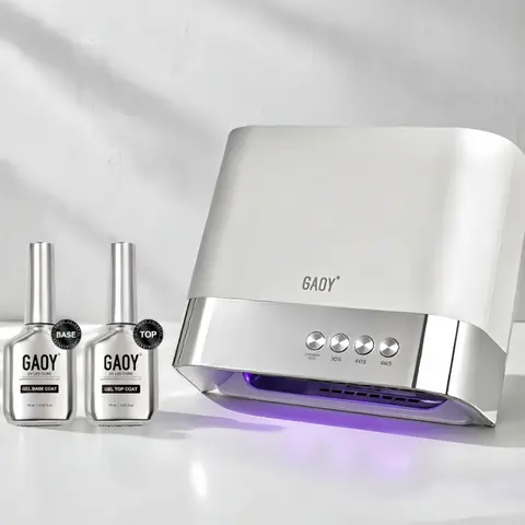 GAOY UV LED Nail Dryer Lamp with No Wipe Gel Base Top Coat Set, 36 LED Auto Sensor Fast Cure Nail Light 16ml Glossy Base Top Gel Kit for DIY Salon Manicure
