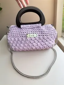 Handmade Crochet Top Handle Bag - Lavender | Medium Size Woven Handbag | Elegant & Lightweight (Made to Order)