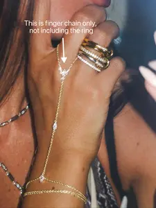 1pcs Elegant Sparkling Cubic Zirconia Multi-Layer Stacked Finger Ring Bracelet Set, Suitable For Women's Daily Wear, Nightclub Party, Gathering, Zirconia Jewelry Set